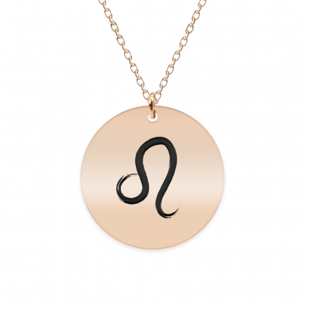 Bijuterii placate cu aur - Colier argint 925 placat cu aur Roz personalizat cu semn zodiacal Leu