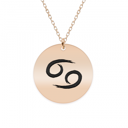 Bijuterii placate cu aur - Colier argint 925 placat cu aur Roz personalizat cu semn zodiacal Rac