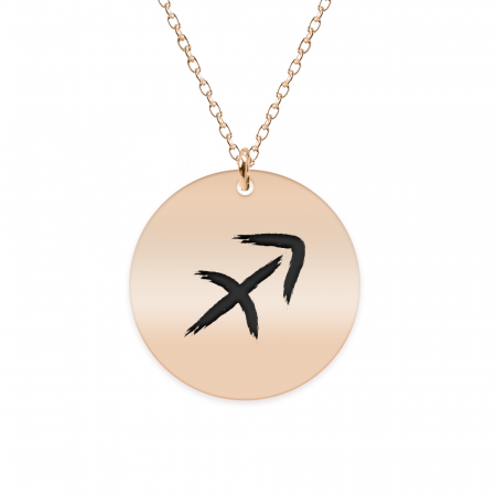 Bijuterii placate cu aur - Colier argint 925 placat cu aur Roz personalizat cu semn zodiacal Sagetator
