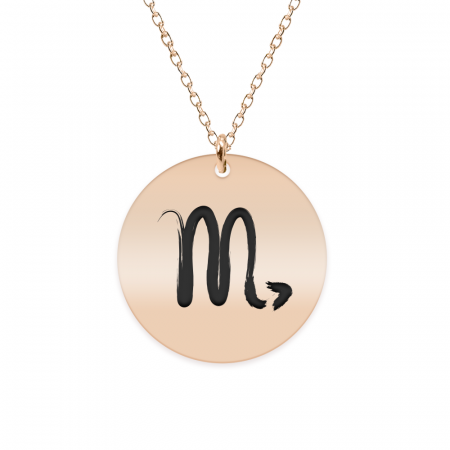 Bijuterii placate cu aur - Colier argint 925 placat cu aur Roz personalizat cu semn zodiacal Scorpion