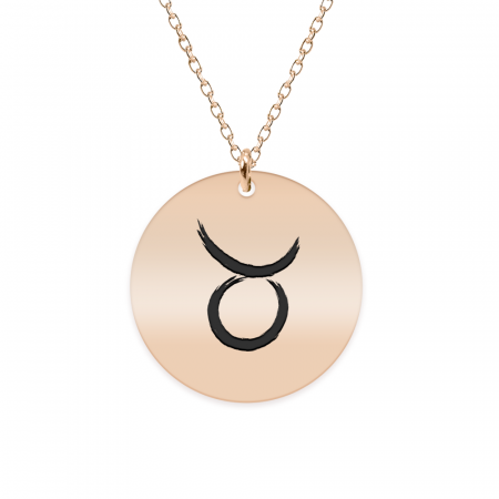 Bijuterii placate cu aur - Colier argint 925 placat cu aur Roz personalizat cu semn zodiacal Taur