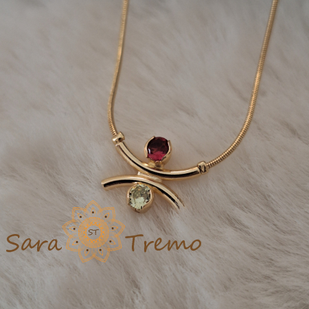 Colier Armonia Rubina – placat aur 18K cu zirconia rubin si peridot, Brazilia, stanta [1]