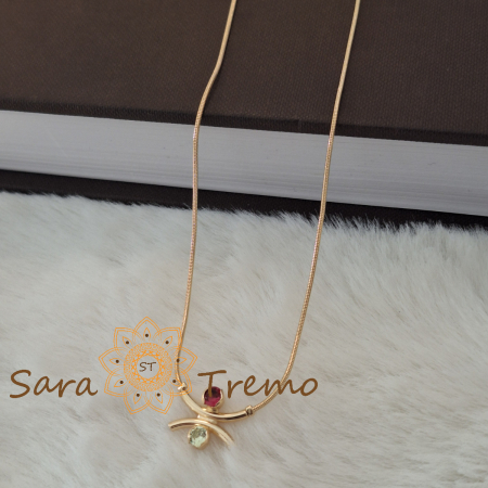 Colier Armonia Rubina – placat aur 18K cu zirconia rubin si peridot, Brazilia, stanta [3]