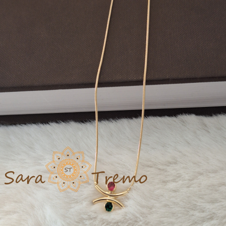 Colier Armonia Verde – placat aur 18K cu zirconia rubin si smarald, Brazilia, stanta [2]