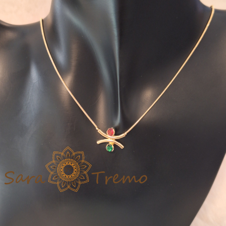 Colier Armonia Verde – placat aur 18K cu zirconia rubin si smarald, Brazilia, stanta [1]