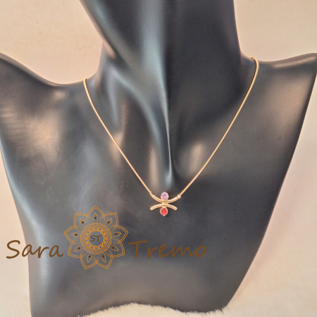 Colier Armonia Rosa – placat aur 18K cu zirconia safir roz si rubin, Brazilia, stanta [1]