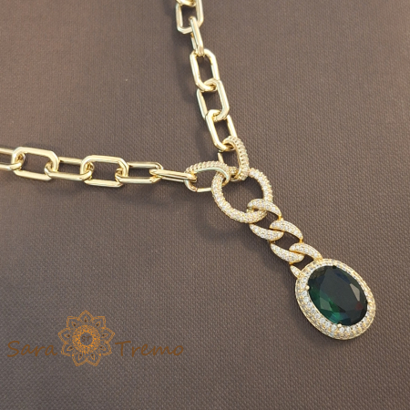 Coliere si lantisoare - Colier aur 14K placat – Regina Esmeralda 50 cm