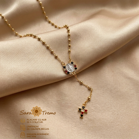 Cruciulite - Colier Rosaria Divina cu Maica Domnului, aur 18K | SaraTremo