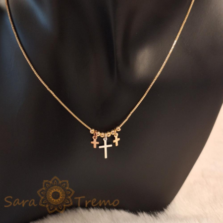 Colier cu 3 cruciulite incluse Sfanta Treime - reglabil 42-48 cm [4]