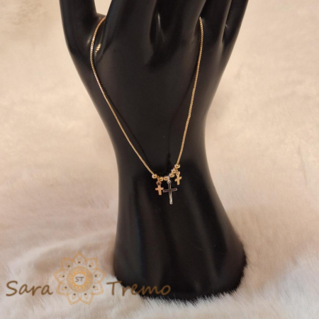 Colier cu 3 cruciulite incluse Sfanta Treime - reglabil 42-48 cm [6]
