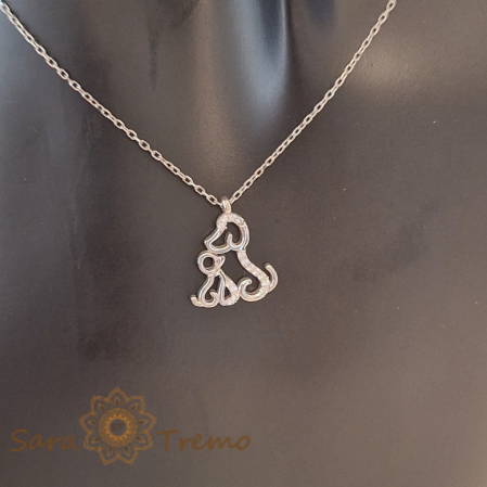 Colier din argint cu câini loiali și cristale zirconia fațetate [3]