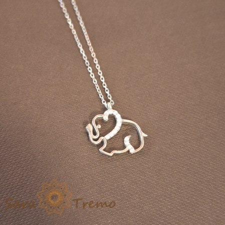 Colier din argint cu elefant Feng-Shui și cristale Zirconia, un simbol al prosperității. [0]