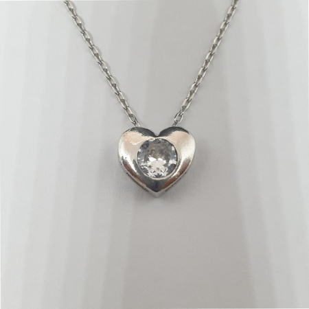 Colier din argint 925 cu pandantiv în formă de inimioară cu cristal zirconia și lănțișor fin reglabil [5]