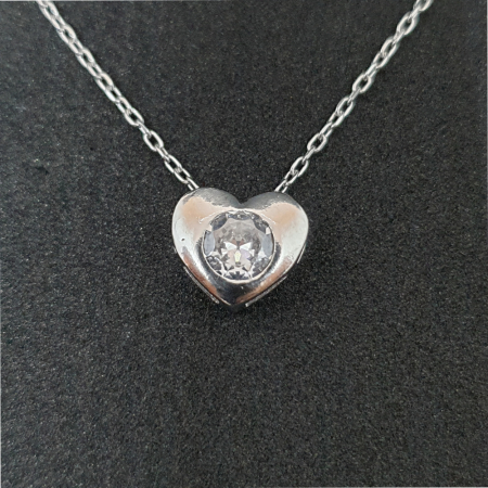 Colier din argint 925 cu pandantiv în formă de inimioară cu cristal zirconia și lănțișor fin reglabil [0]