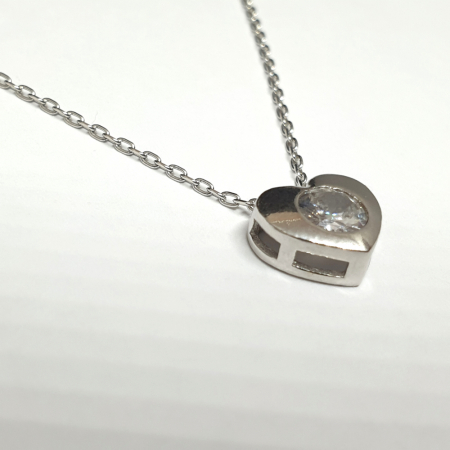 Colier din argint 925 cu pandantiv în formă de inimioară cu cristal zirconia și lănțișor fin reglabil [4]