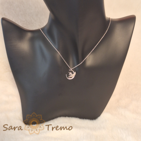 Inorog înaripat ce zboară în jurul Lunii - colier argint [2]