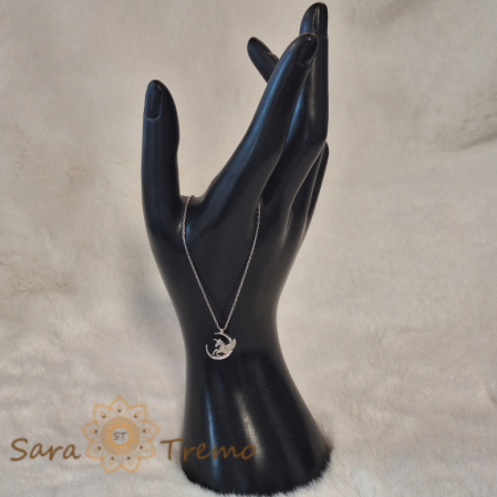 Inorog înaripat ce zboară în jurul Lunii - colier argint [4]