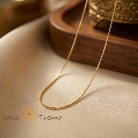 Coliere si lantisoare - Colier Linia Fină – Lant unisex placat cu aur 14K tip box