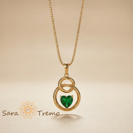Coliere si lantisoare - Colier Inima Smaraldului – Colier placat cu aur cu pandantiv inimă verde