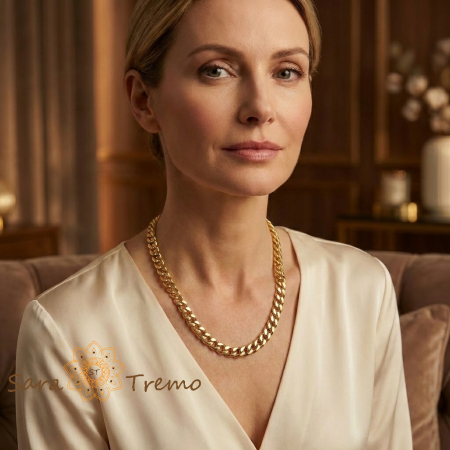 Colier Puterea Regala – Lant unisex placat cu aur 14K tip Cuban 7 mm [1]