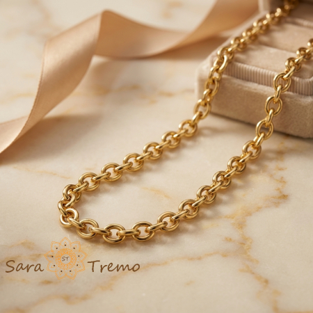 Coliere si lantisoare - Colier Eleganța Rotunda – Lant unisex placat cu aur 14K 4 mm