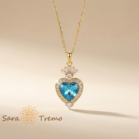 Coliere si lantisoare - Colier Inima Cerului Regal – Colier placat cu aur cu pandantiv inimă albastră