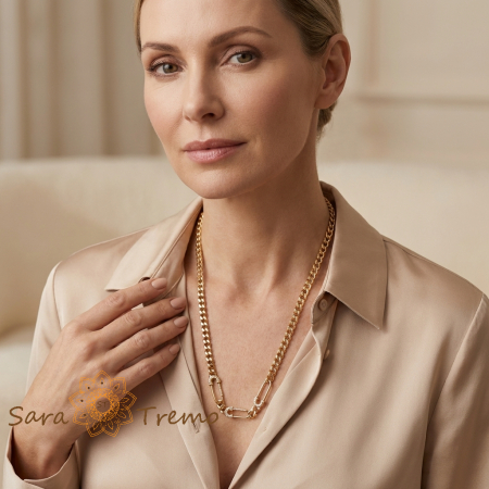 Colier Eleganța Imperiale – Colier placat cu aur tip Cuban cu elemente zirconia [2]