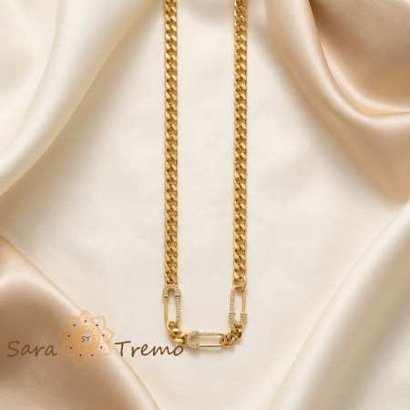 Coliere si lantisoare - Colier Eleganța Imperiale – Colier placat cu aur tip Cuban cu elemente zirconia