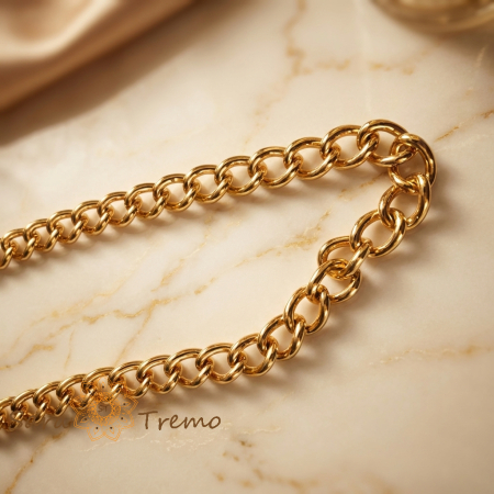 Coliere si lantisoare - Colier Dominatia Regala – Lant unisex placat cu aur 14K tip Cuban 8 mm