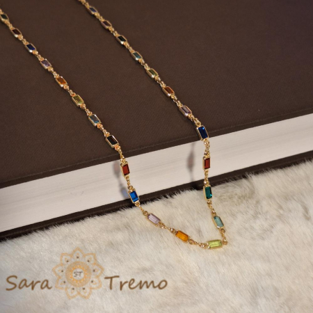 Colier pentru femei cu insertii colorate Woman - 48 cm [6]