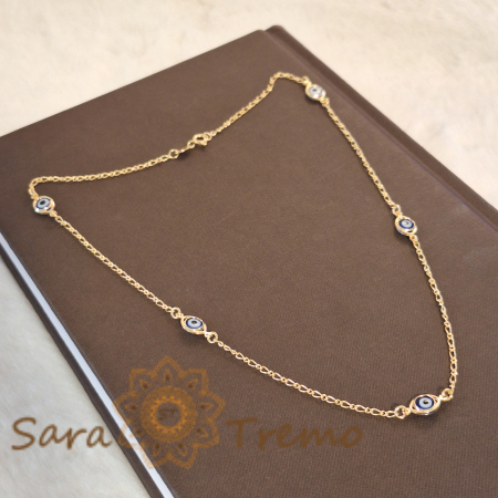 Colier pentru femei placat cu aur 18K, cu charmuri mediteraneene - 45 cm [0]