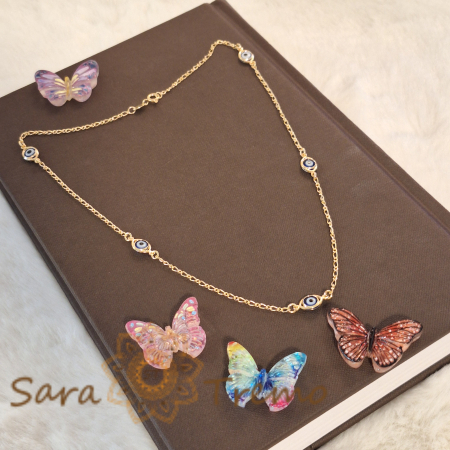 Colier pentru femei placat cu aur 18K, cu charmuri mediteraneene - 45 cm [2]