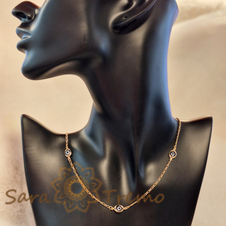 Colier pentru femei placat cu aur 18K, cu charmuri mediteraneene - 45 cm [5]