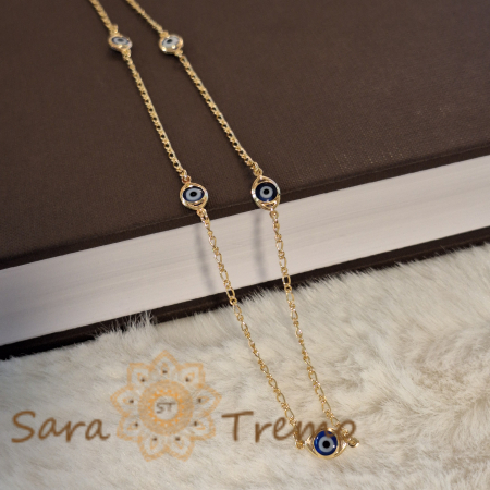 Colier pentru femei placat cu aur 18K, cu charmuri mediteraneene - 45 cm [3]