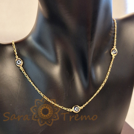 Colier pentru femei placat cu aur 18K, cu charmuri mediteraneene - 45 cm [6]