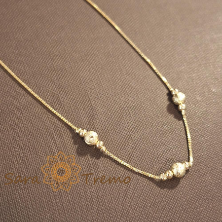 Colier cu perle aurii satinate – elegant și clasic, 45 + 5 cm, cu lanț de reglaj [0]