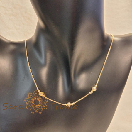 Colier cu perle aurii satinate – elegant și clasic, 45 + 5 cm, cu lanț de reglaj [6]