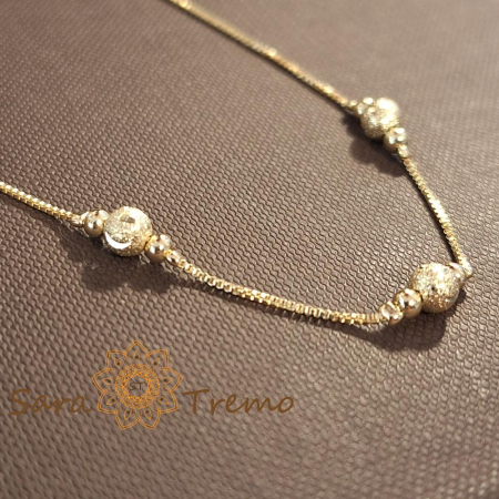 Colier cu perle aurii satinate – elegant și clasic, 45 + 5 cm, cu lanț de reglaj [1]