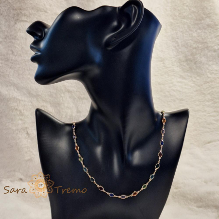 Colier placat cu aur, ștanțat – 48 cm, cu cristale zirconia multicolore, ușor de asortat [5]