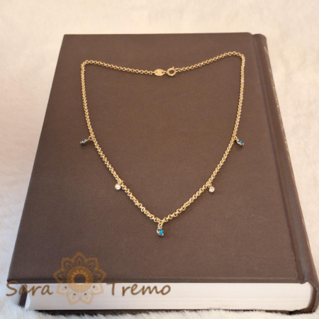 Colier placat cu aur Colour Drops - bijuterie rafinata si eleganta cu pietre stralucitoare in forma de picaturi de apa [1]