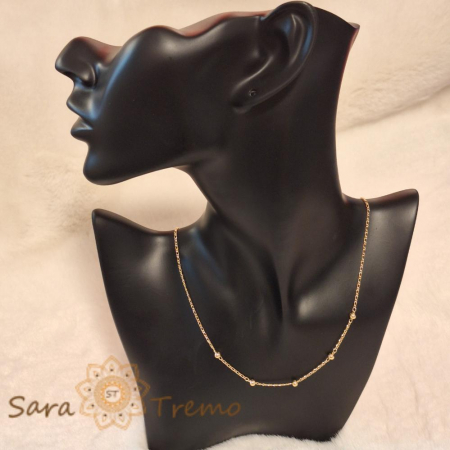 Lant placat cu aur Gold Pearls - Model elegant cu bilute asemanatoare perlelor, 45cm [4]