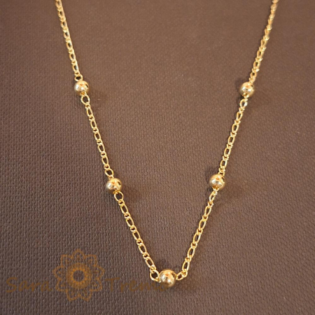 Coliere si lantisoare - Lant placat cu aur Gold Pearls - Model elegant cu bilute asemanatoare perlelor, 45cm