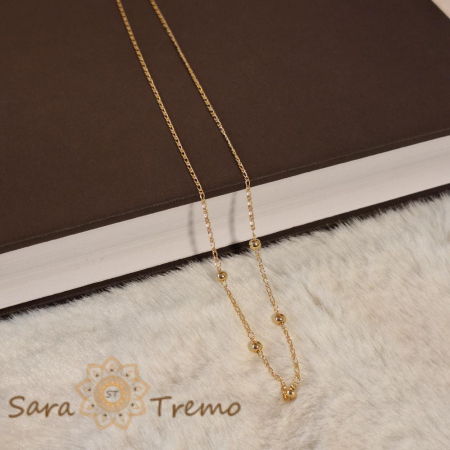 Lant placat cu aur Gold Pearls - Model elegant cu bilute asemanatoare perlelor, 45cm [1]