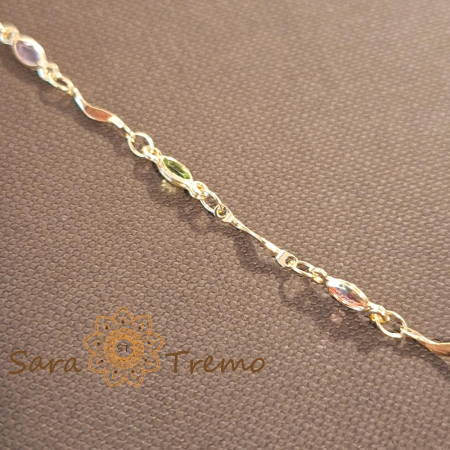 Colier placat cu aur, ștanțat – cristale zirconia multicolore și cruciuliță decorativă [4]