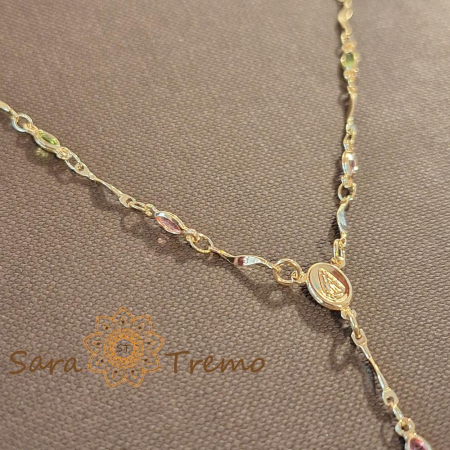 Colier placat cu aur, ștanțat – cristale zirconia multicolore și cruciuliță decorativă [3]