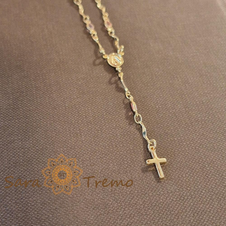 Colier placat cu aur, ștanțat – cristale zirconia multicolore și cruciuliță decorativă [0]