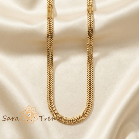 Coliere si lantisoare - Colier Forța Imperiului – Colier unisex placat cu aur 14K tip piele de șarpe