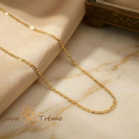 Coliere si lantisoare - Colier Echilibrul Regal – Lant unisex placat cu aur 14K cu design rectangular