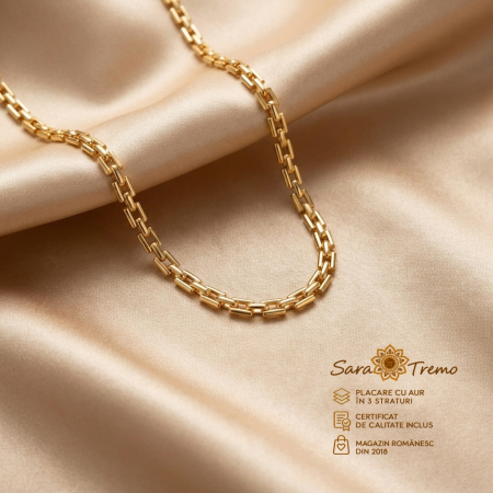 Bijuterii placate cu aur - Colier unisex Aurelio Link, aur 18K, 50 cm | SaraTremo