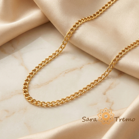 Coliere si lantisoare - Lant Auriu Clasic Unisex – Lant placat cu 3 straturi de aur 14K, 50 cm, 3 mm